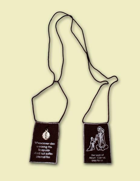 Scapular With Engraved Medal Of Jesus Our Lady Of Mount Carmel、イタリア製by  Venerare 彫刻